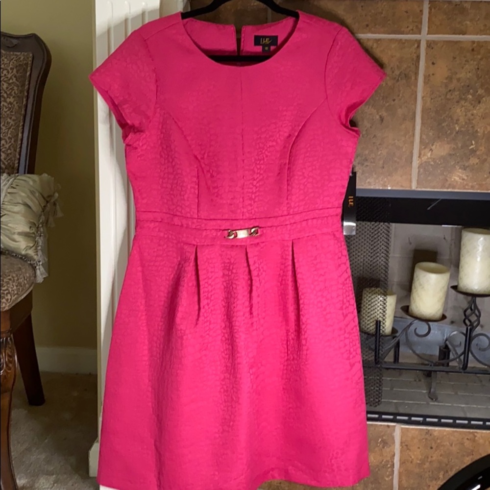 A shortsleeved pink dresss